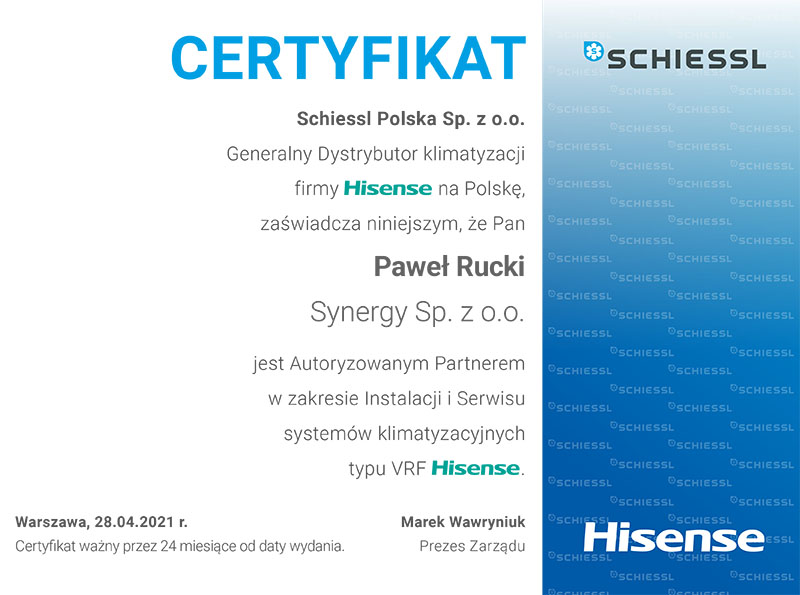 certyfikat autoryzacji hisense